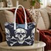 Cool Skull Print Casual Tote Bag Large Capacity Trendy Portable Daily Shoulder Bag