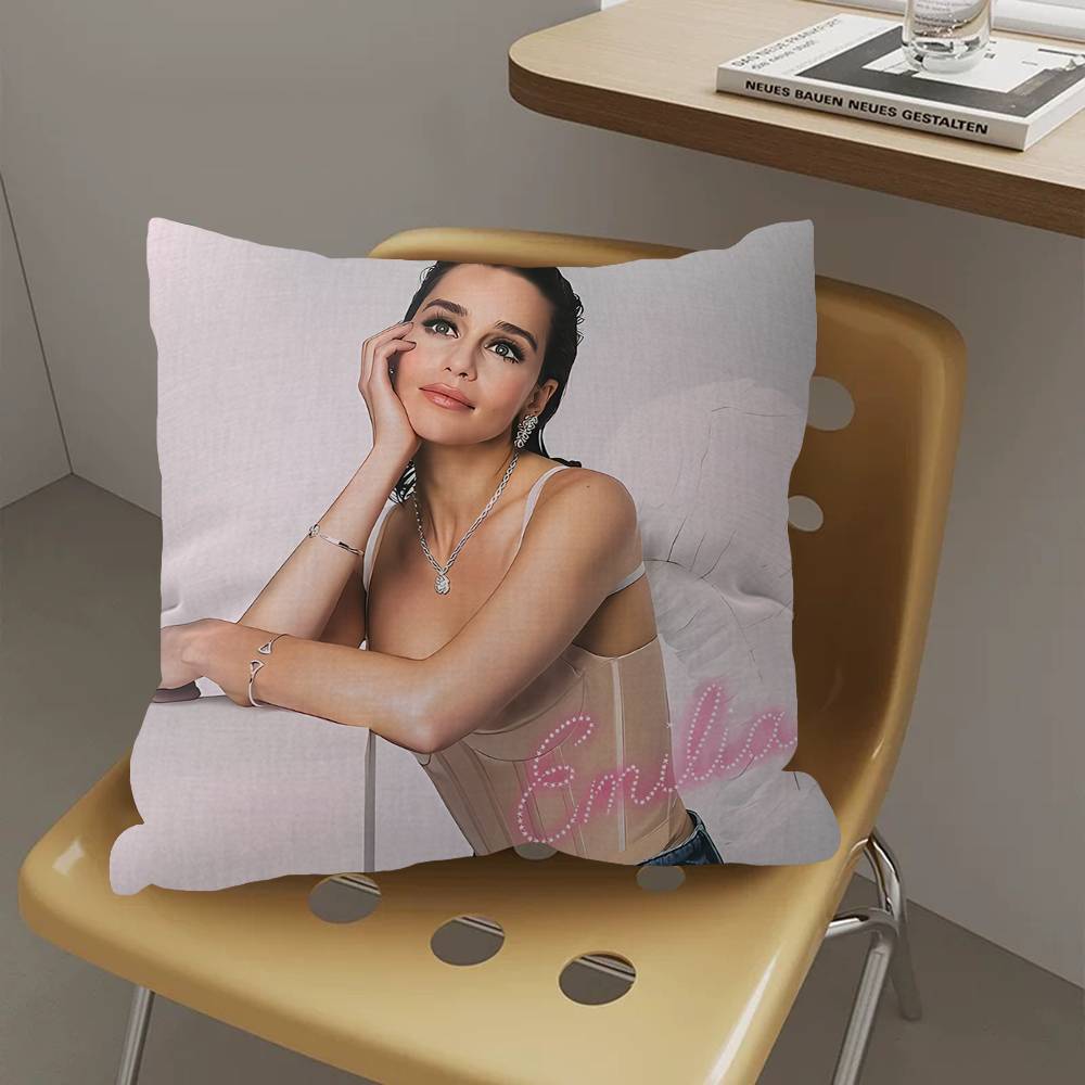 E-Emilia C-Clarke Cushion Cover Car Throw Pillow Case For Sofa Car Christmas Gift 40x40cm 45x45cm