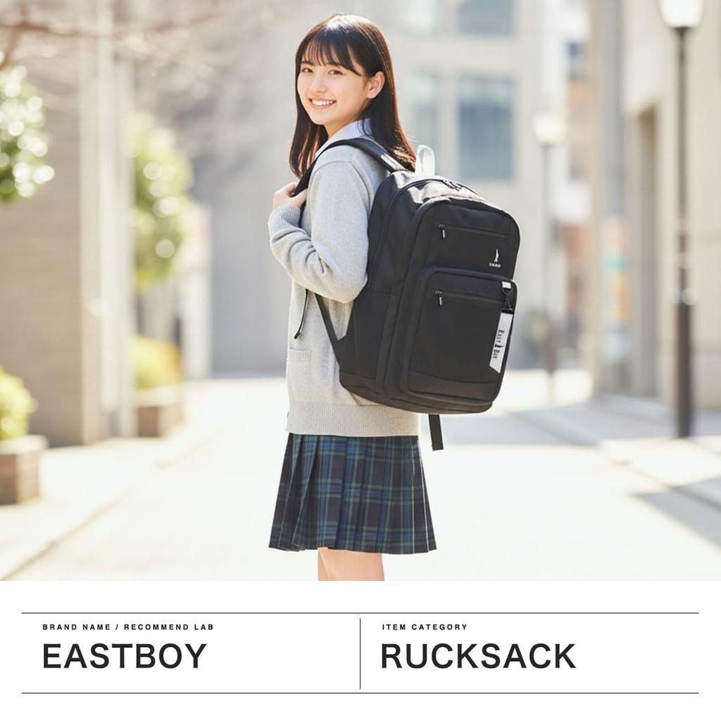 EASTBOY Backpack 32L Neo Preppy EBA115 Black x White 05 Japanese High School Bag