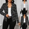 Women S Slim Fit Plaid Long Sleeve Blazer For Commute Fashion