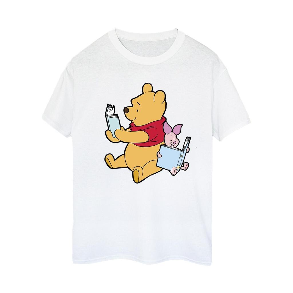 Winnie the Pooh Damen/Damen Baumwoll-Boyfriend-T-Shirt zum Lesen