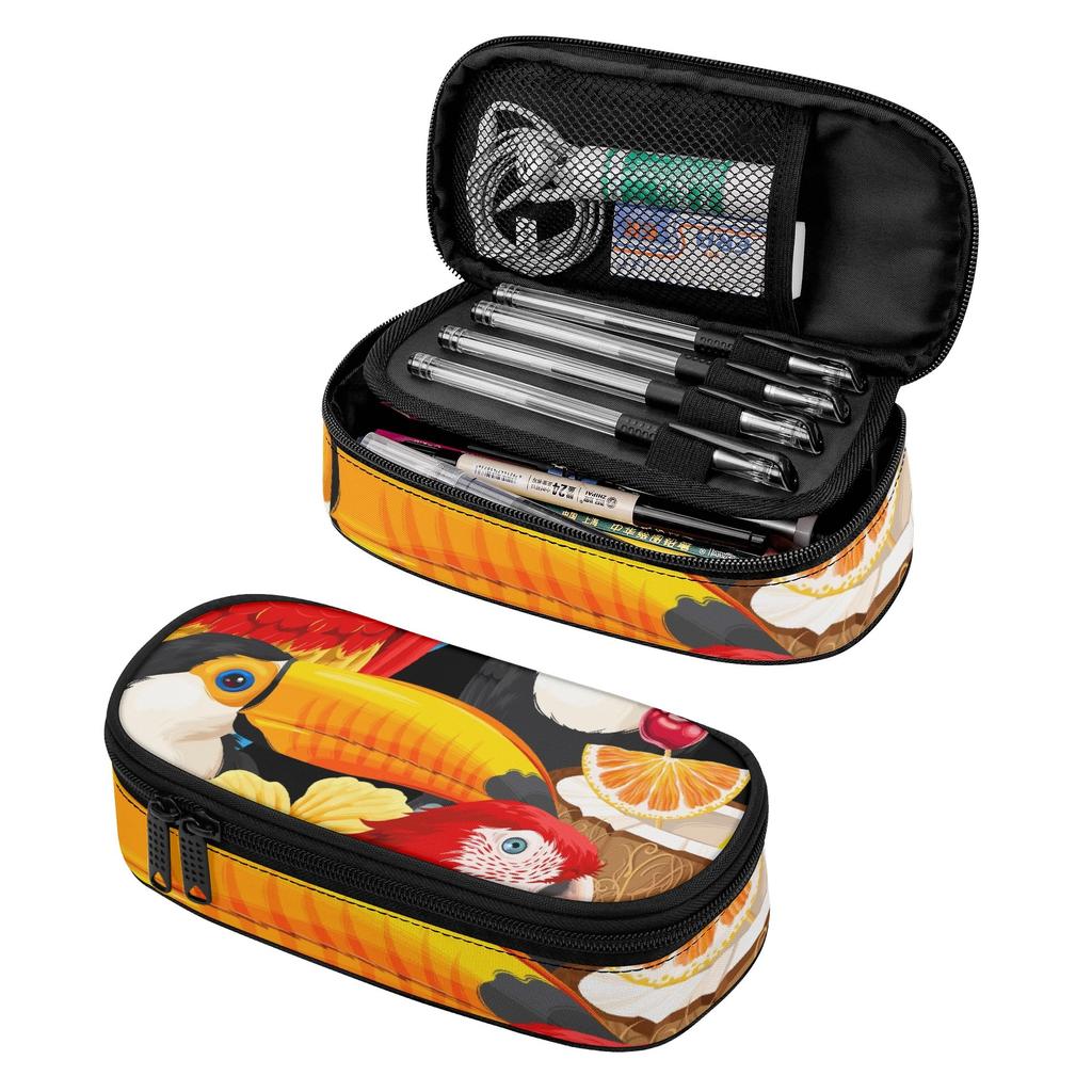Pen Case 300D Polyester Large Capacity Easy Open Zipper with Main Compartment Mesh Pocket and Pen Slots for Middle School Students