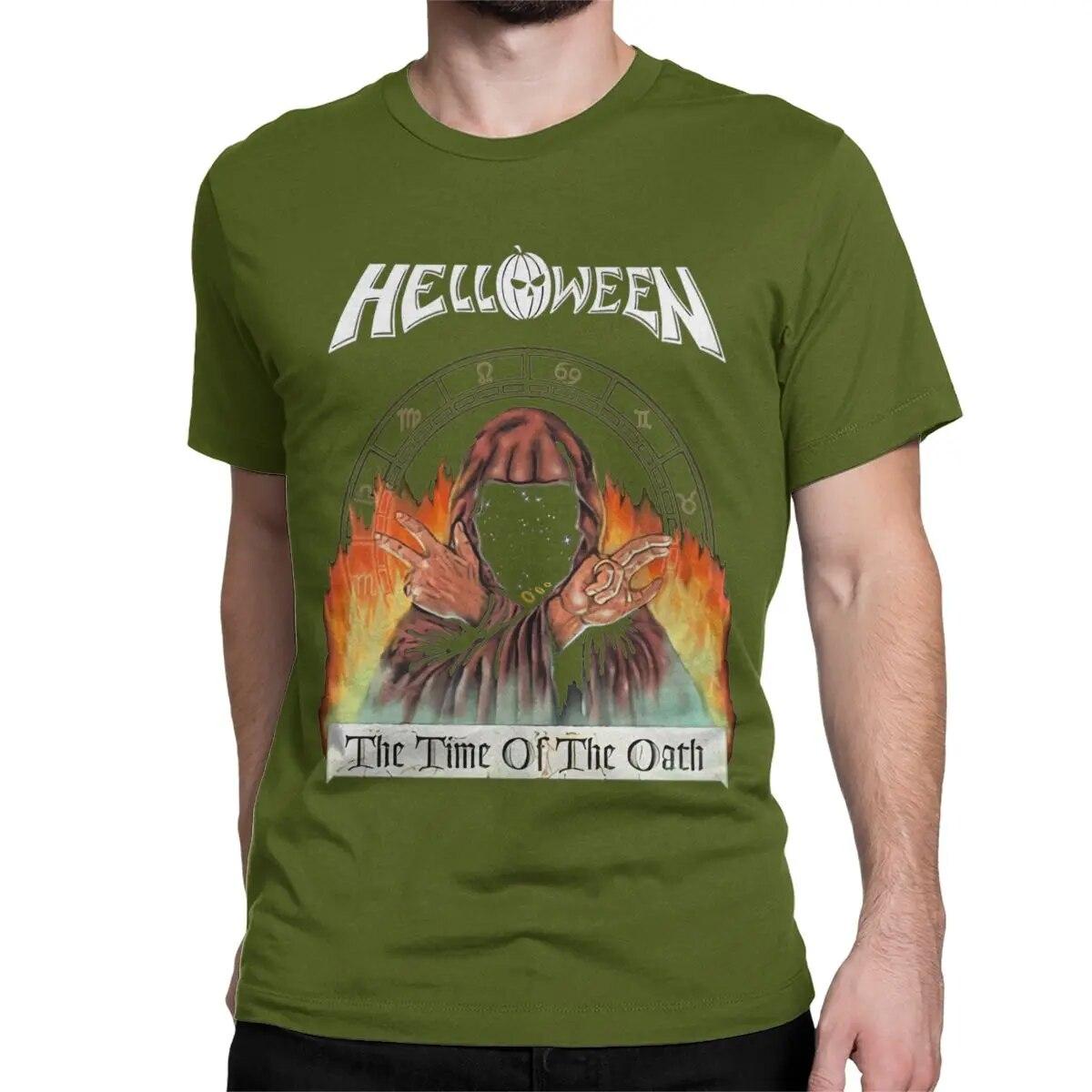 

Helloween металлические для женщин унисекс футболки время клятвы забавные футболки с короткими рукавами футболка из чистого хлопка Новое поступление топы 4XL