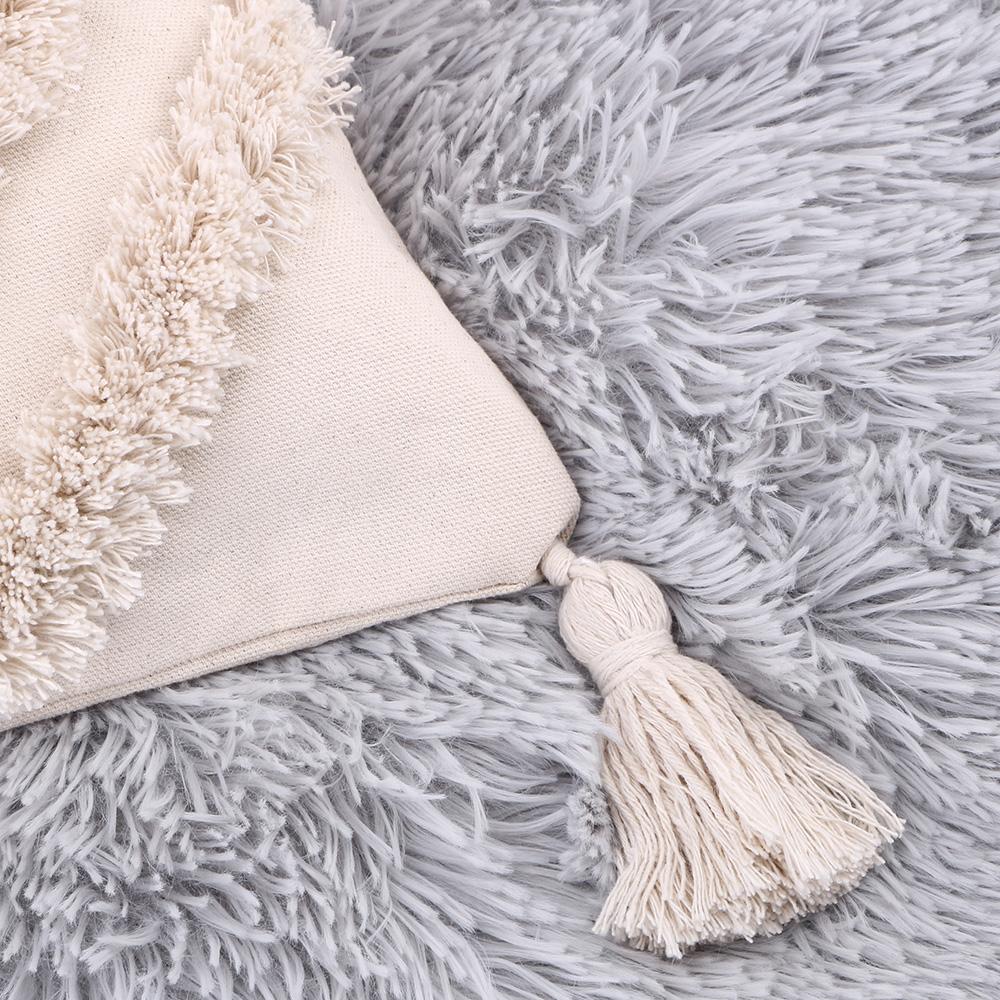 Home Decor Boho  Pillowcase With Tassels Handmade Woven Pillowcase Sofa Living Room Decoration Beige Tassels Cushion Cover