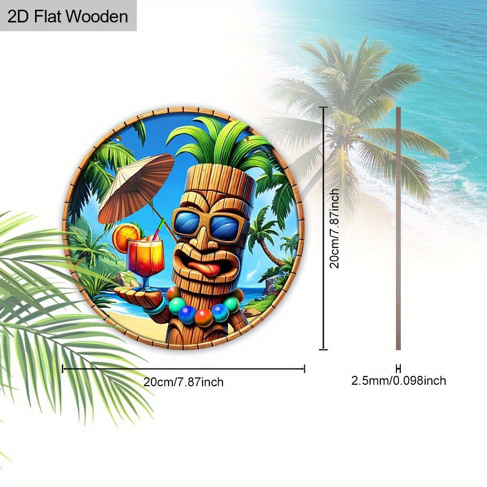 2D Flat Hanging Decorative Signs,interior Wall or Door Decoration,garden Dec.,the Pattern Is Wooden Statue Beach Style,a Housewarming Gift for Friends