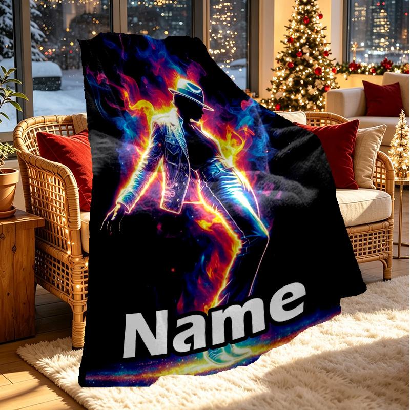 Personalisierte Michael Jackson Druckdecke mit individuellem Namen, Heimdekoration, Schlafzimmer, Sofa, Camping, Couch, Geschenke für Geburtstag WeihnachtenEnthusiasten