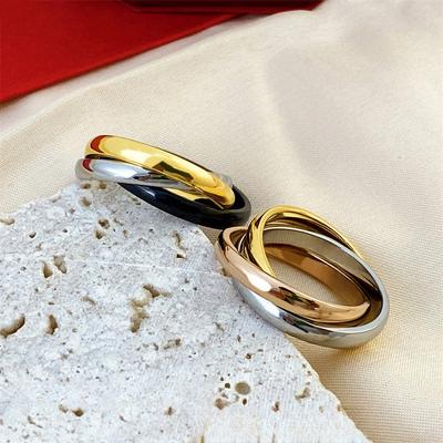 Üç Halkalı Üç Halkalı Üç Renkli Yüzük Çift Yüzüğü El Takısı