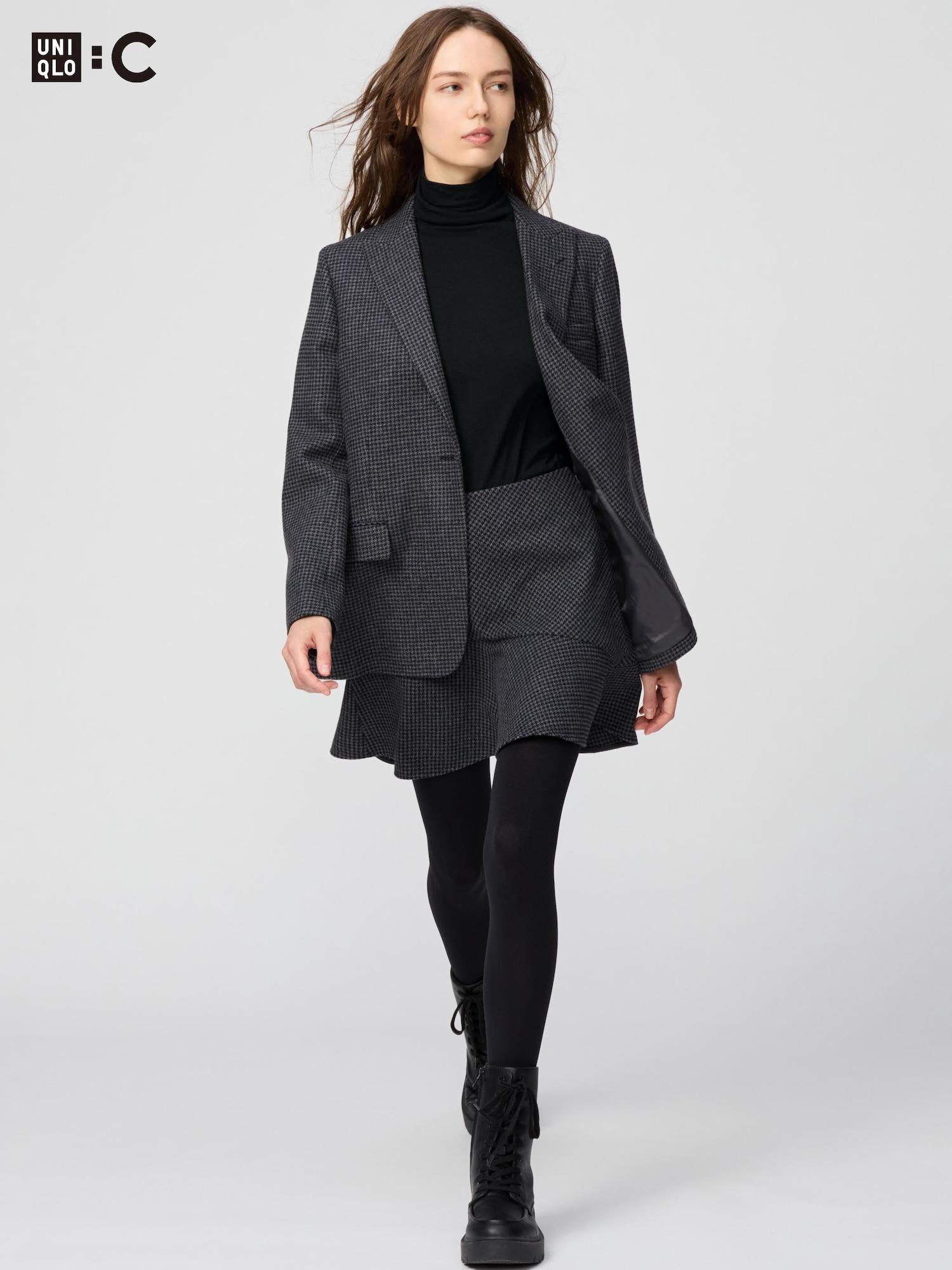 

Uniqlo Расклешенное пальто Клетка 07 GRAY/WOMEN S