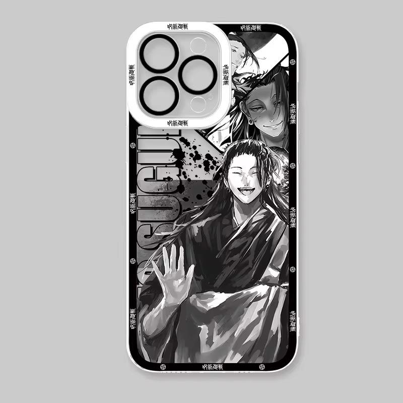 

Чехол для телефона Anime Jujutsu Kaisen для iPhone 16 Max 15 14 Plus 13 12 11 Pro XR XS X 8 7 SE 2020, прозрачная мягкая силиконовая задняя крышка For iPhone 13 красный