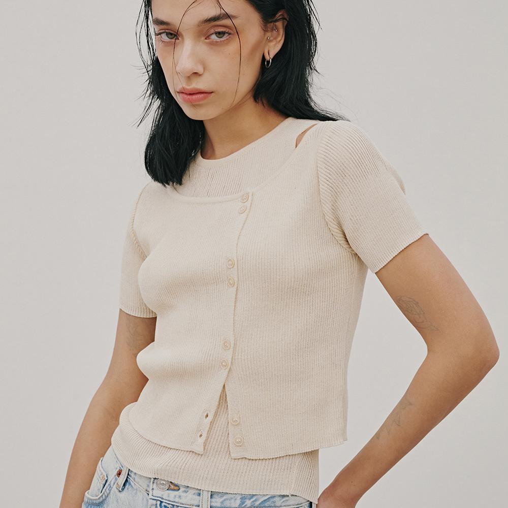 Odier Cool Plain Ribbed Sleeveless - Beige Beige/One