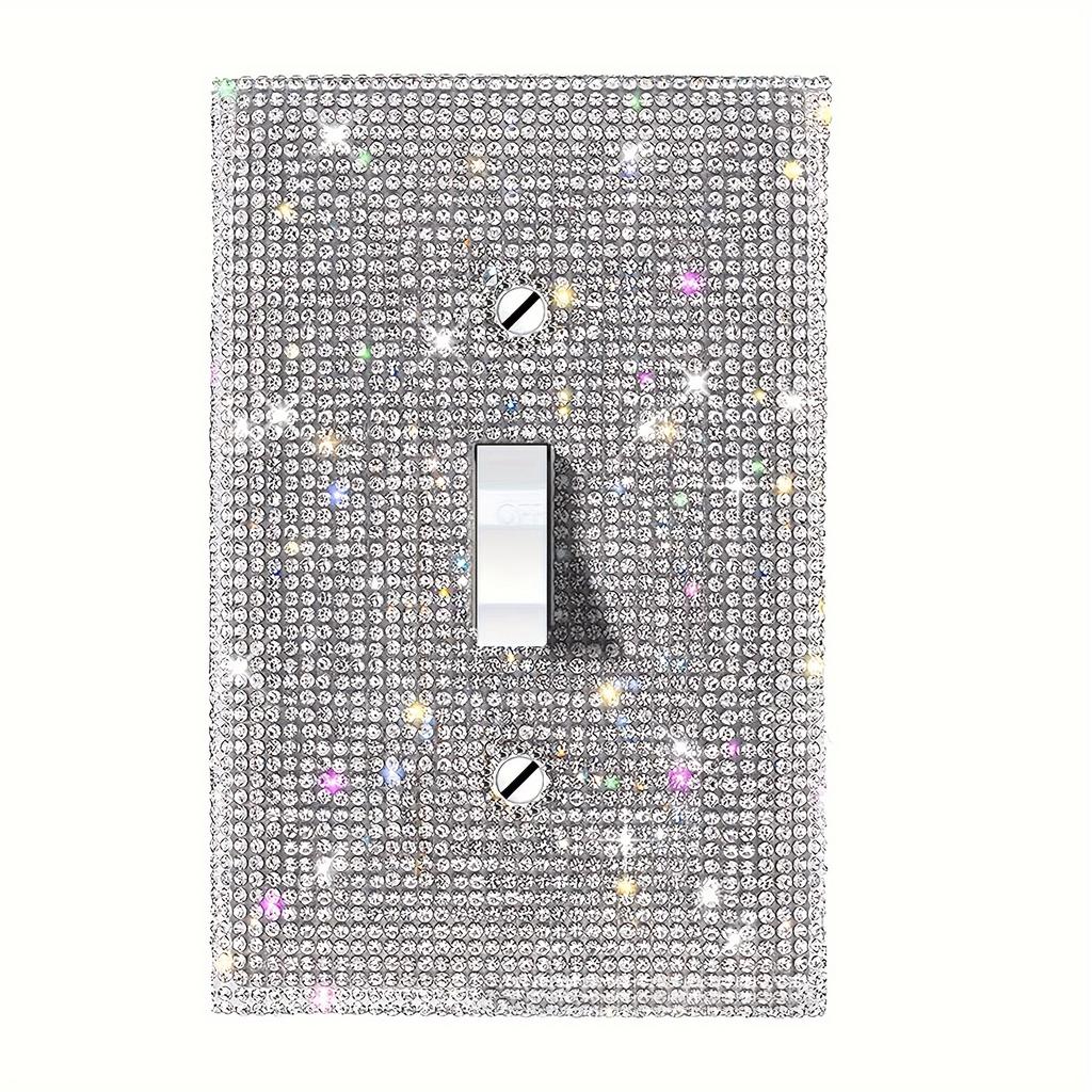 1 pc of socket cover wall panel, silver sparkling crystal rhinestone switch board cover, flashing switch cover