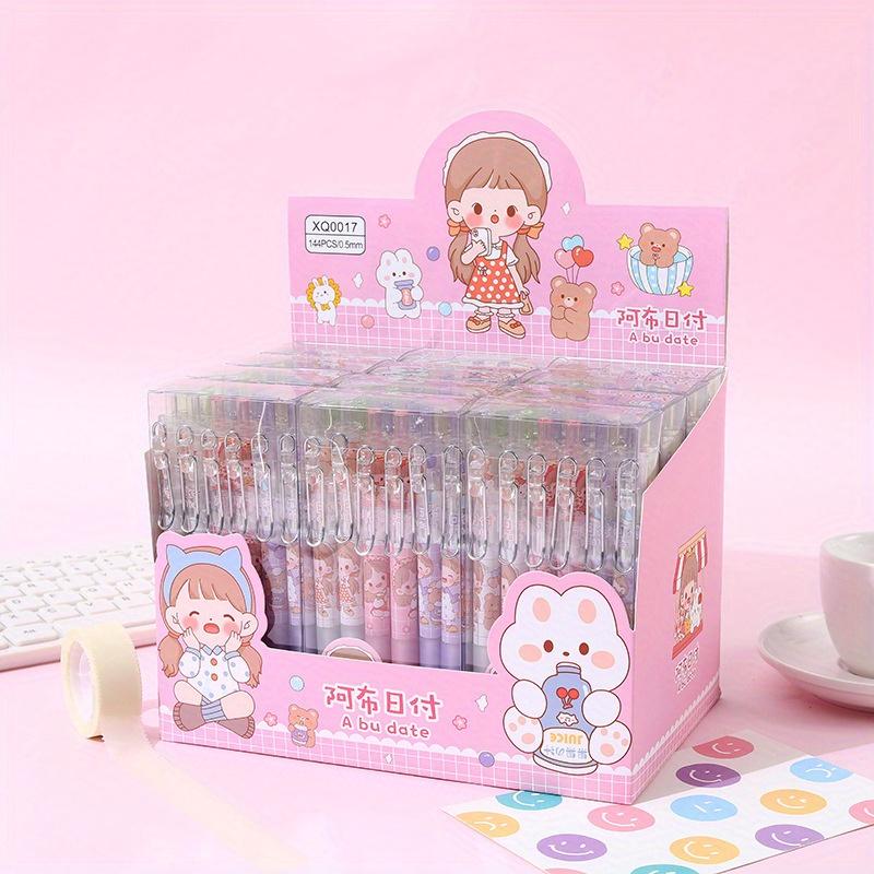 Back To School Season 2pcs 0.5mm Creative Cartoon Girl Metal Hook Press Pen Girl High-looking Neutral Pen Student Cute Sign Pen