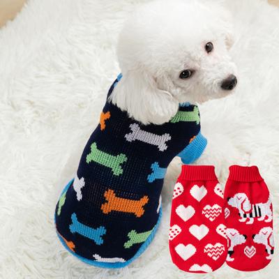 Hundepullover Weich Bequem Cartoon-Druck Haustier Katze Hund Strickware Winterkleidung für Draußen