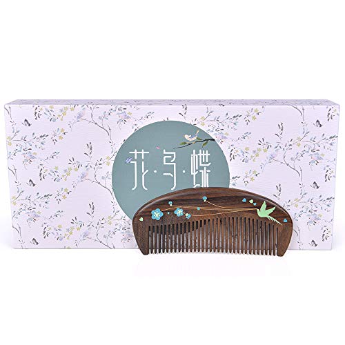 TAN MUJIANG Wooden Comb, Anti-Static, Natural Wood, Made of Green Plum Blossoms