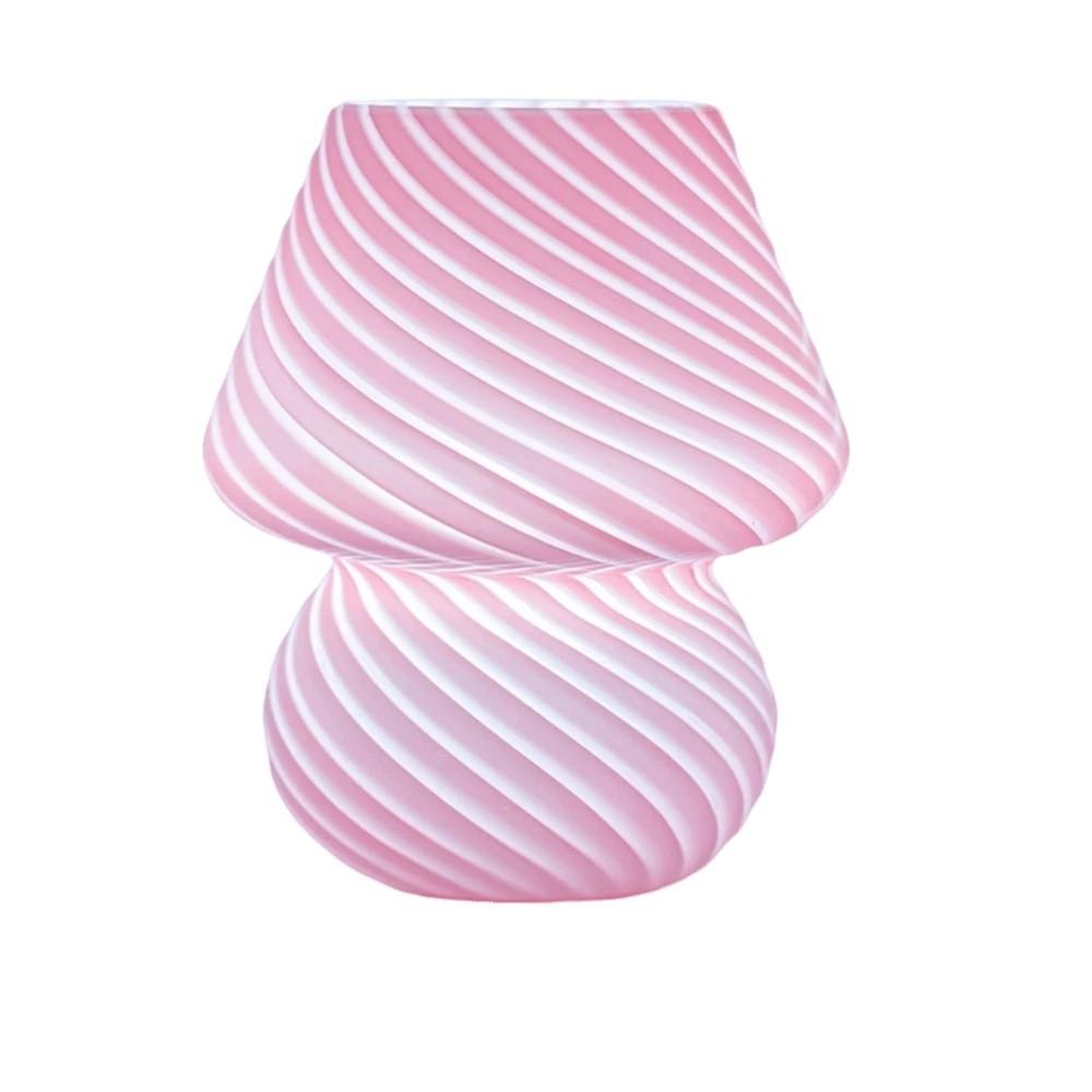 Desk Lamp Ins Style Mushroom LED Lamp Striped Mushroom Bedside Lamp Transparent Glass Night Lamp Nightlight for Baby