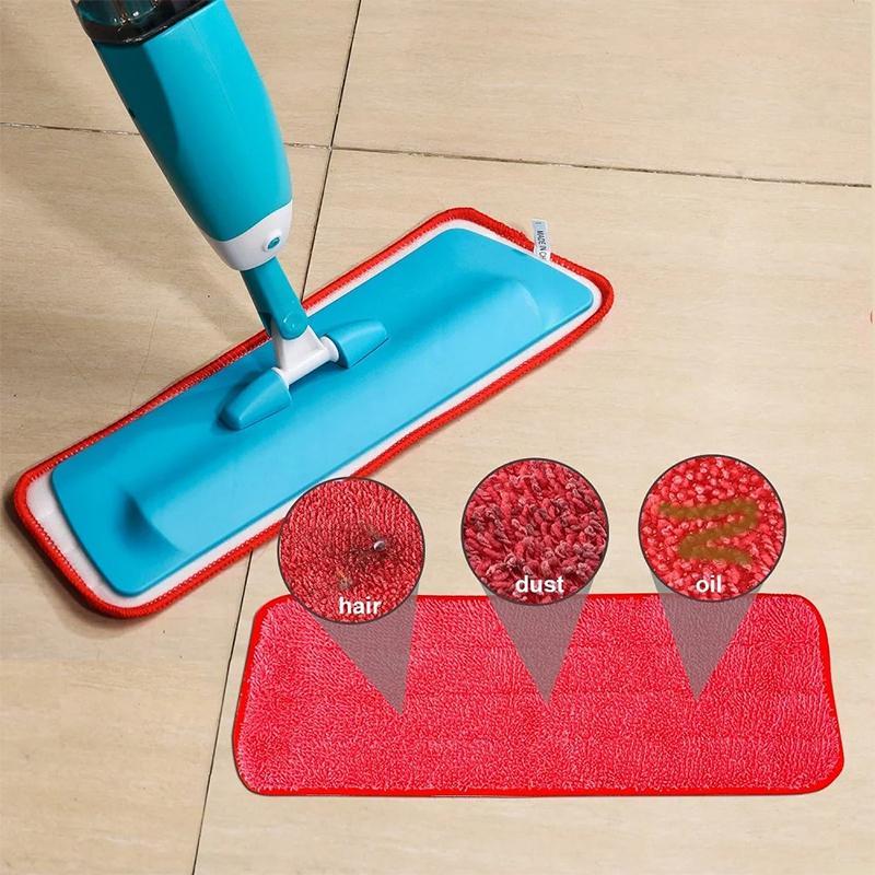 Flat Spray Replaceable Mop Cloth Microfiber Sprayer Mop Pad Wet And Dry Dual-Use Mop Washable Mop Cloth Trapezoidal Spray Mop