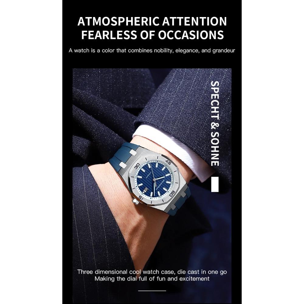 Specht & Sohne New 40mm Men Automatic Mechanical Watches Men Luxury Stainless Steel Watch Rubber Relogio Masculino Waterproof