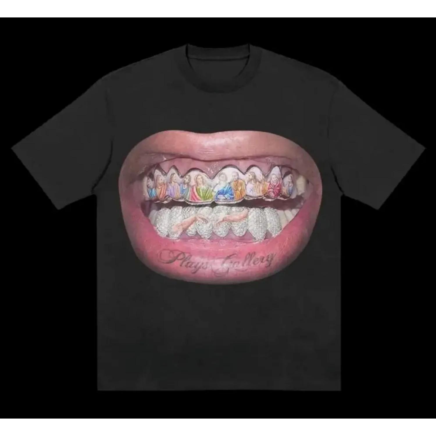 

Y2k Street Aesthetic Top Pattern Printed T-shirt Retro Short Sleeve Round Neck Gothic Street Wear Neutral Hip Hop Top 90078 XXXXXL чорний