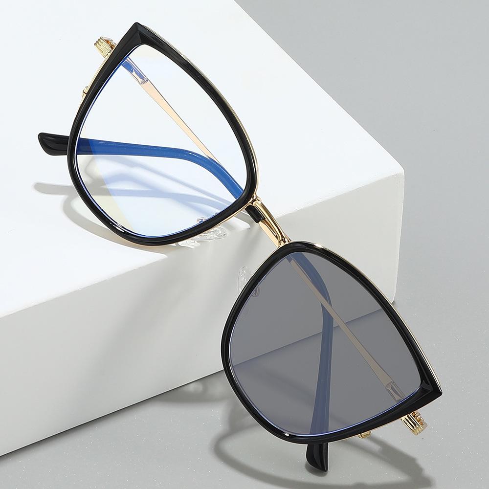 2026 Women's Fashionable Cat Eye Anti-Blue Light Glasses with Versatile Metal Frame and Plano Lenses