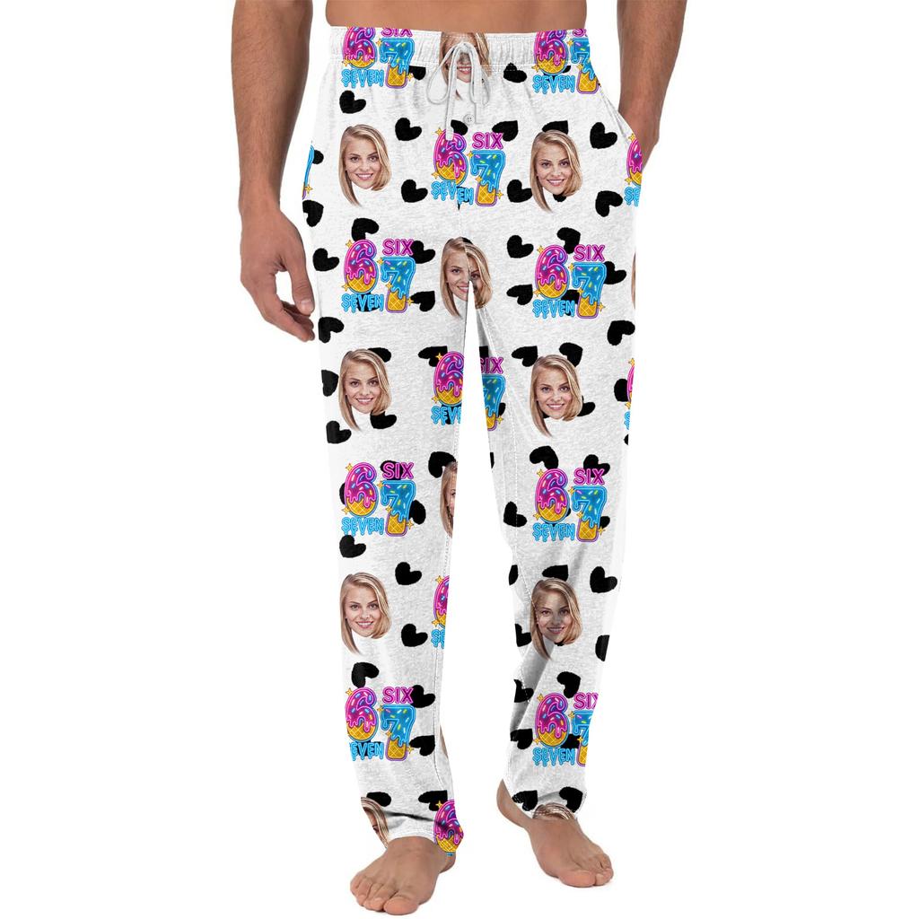 Men's Casual Home DIY Custom Pajamas Pocket Drawstring Design Casual Trousers