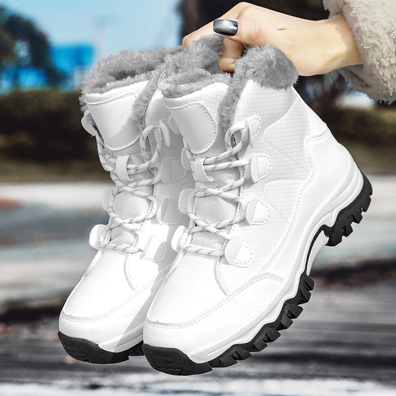 Fashion Winter Women's Snow Boots 2024 New Outdoor Thickened Plush Female Sneakers Snow Shoe Warm Thick Sole Snow Waterproof Cotton Boot