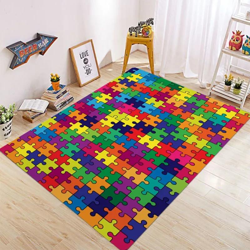 Puzzles Jigsaw Childrens Area Rugs Washable Carpets for Home Bedroom Living Room Mat Kitchen Entrance Doormat Non Slip Carpets