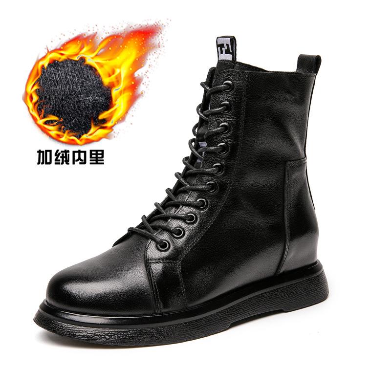 Leder Martin Stiefel 2025 Herbst und Winter neu Retro Britischer Stil Damen Schuhe erste Schicht Rindsleder Innenhöhe Ritterstiefel