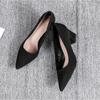 High Heels Women's Spring and Autumn Black Suede Middle Heel Pumps Women's New Pointed Commuter Professional Work Shoes Women