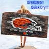 Cleveland Browns Logo Print Beach Towel, Large Soft Quick Dry Towel for Beach Camping Swimming