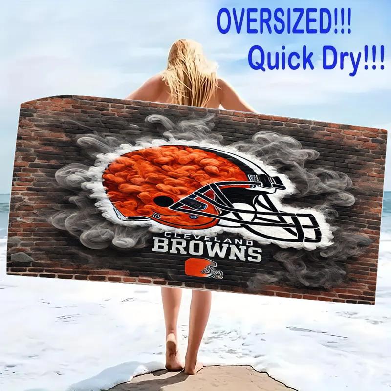 Cleveland Browns Logo Print Beach Towel, Large Soft Quick Dry Towel for Beach Camping Swimming