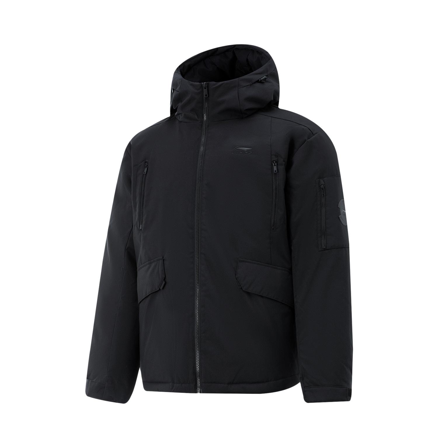 Li Ning Down Jackets Men s Black Hooded Moderate AYMU537-4 3XL