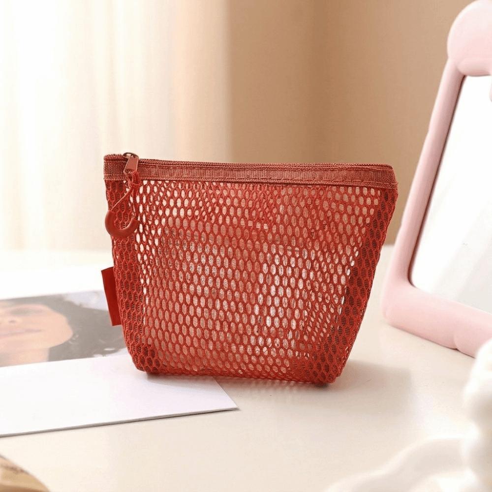 Square Transparent Storage Bag Breathable Mini Zipper Coin Purse Cosmetic Bag Office Organization