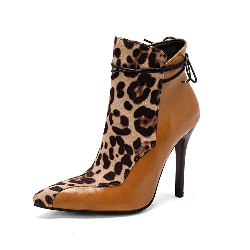 New Fashion Ankle Boots Women 2025 Sexy Pointed Toe Stilettos Plus Size 34-48 Fall Winter Bandage Zipper Thin High Heels Shoes