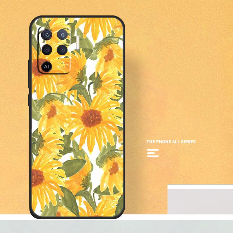 Sunflower  Floral Case For Oppo A74 A94 A54 A15 A17 A57 A6 A5 Pro A16 A76 A96 A40 A60 A80 A18 A38 A58 A78 A98