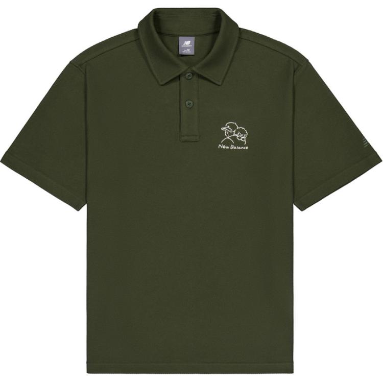 New Balance Polo Shirt Unisex Dark Khaki Green NFE27031-DKH XS