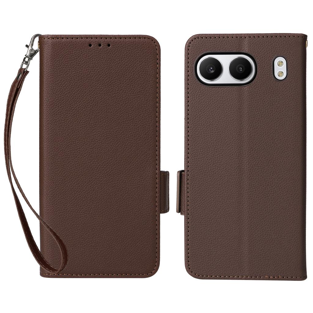 For OnePlus Nord 4 Case with Wrist Strap Litchi Texture PU Leather Wallet Phone Cover