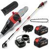 Extendable Electric Chainsaw 1.94-2.56 M with 2 Batteries 4.0 Ah Charger Double Lock Automatic Lubrication