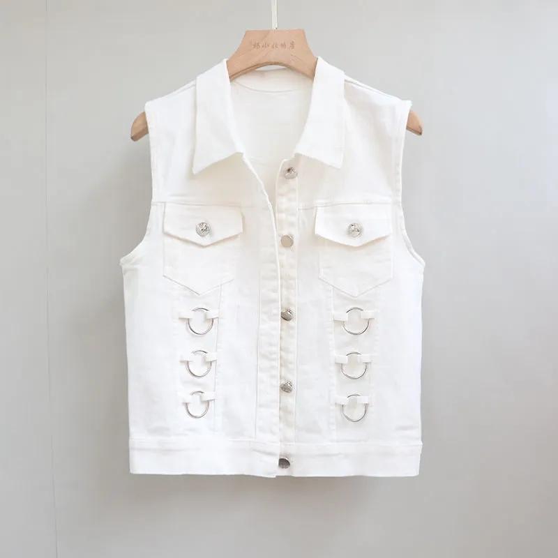 

Danmo модный джинсовый жилет женский весенне-осенний дикий топ без рукавов короткая куртка женский джинсовый жилет больших размеров M белый