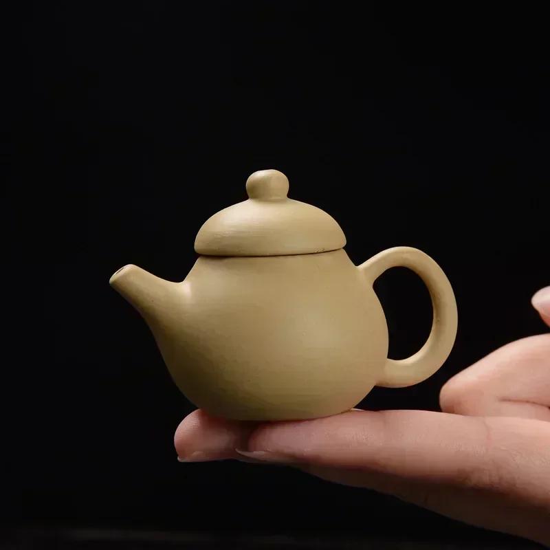 Mini Pocket Pottery Teapot Enameled Hand Teapot Handstand Fingertip Kettle Darkred Enameled Pottery Teaset Accessories Tea Pet