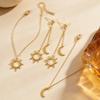 Women Adjustable Bracelet Asymmetrical Sun Moon Design Long Pendant Drop Earrings Face Slimming Jewelry