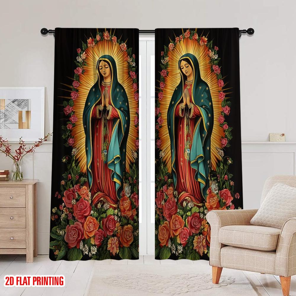 2D flat printing 2pcs Drapes Divine Floral Protecting Privacy Holiday Decorations Perfect for Holiday Celebrations