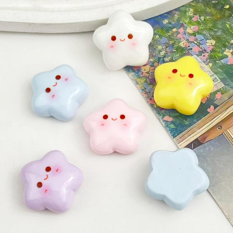Cartoon Star Smiley Resin Accessories: DIY Hair Clip, Shoe Buckle, Phone Case Decor