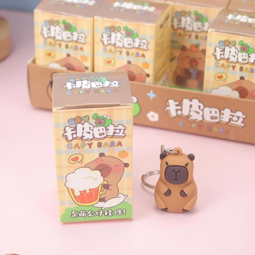 In Stock 24pcs Capybara Blind Box Keychain Cute Snot Bear Figure Mystery Box Doll Pendant Wholesale Bag Backpack Decorations