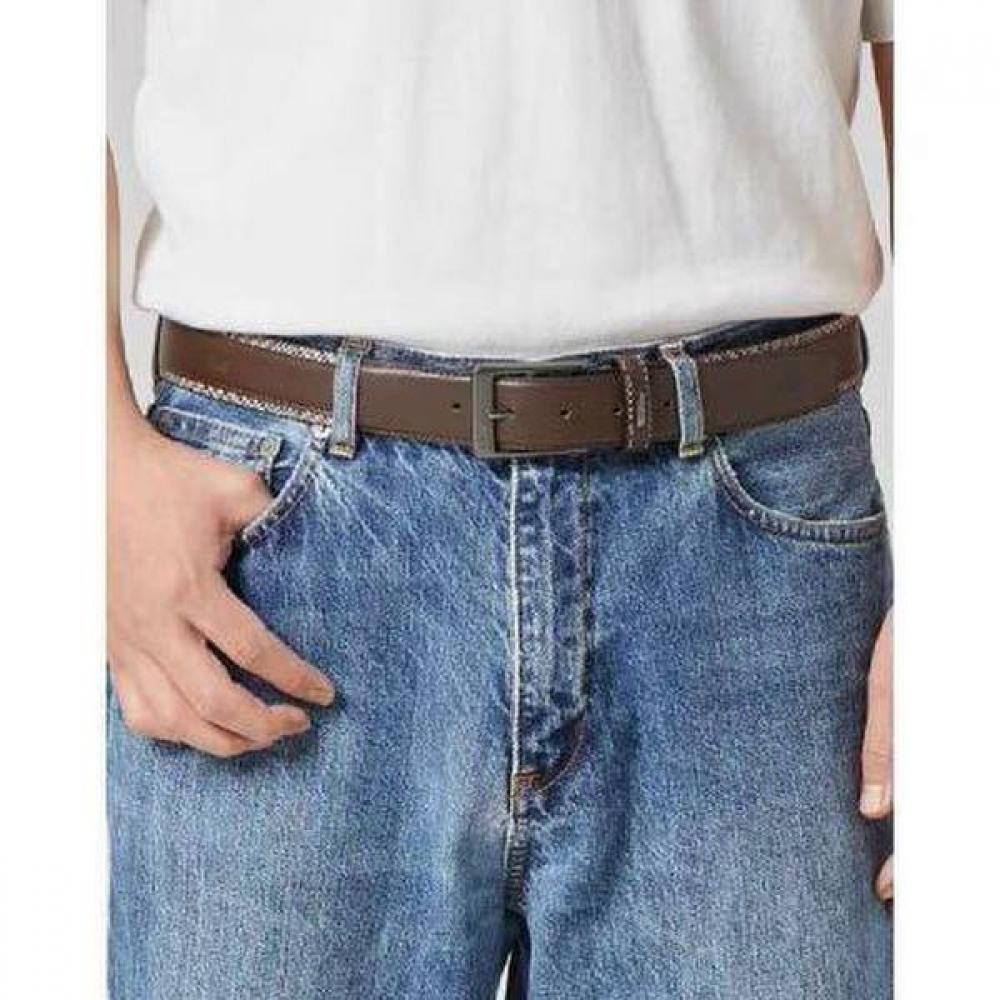 Daks Dark Brown Leather Check Line Bijou Belt Dbbe2f722w3
