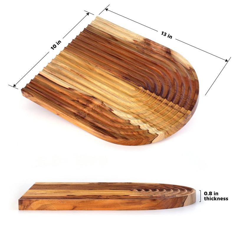 Japanese Beech Wood Ripple Pattern Chopping Board & Tray for Boiling Tea, Cake, Bread, and Creative Decor.