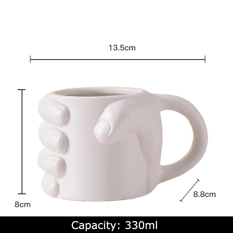 Clench Fist Shaped Porcelain Mugs Water Cup Human Body Art Coffee Mug Dining Table Afternoon Tea Teacup Fruits Juice Cup