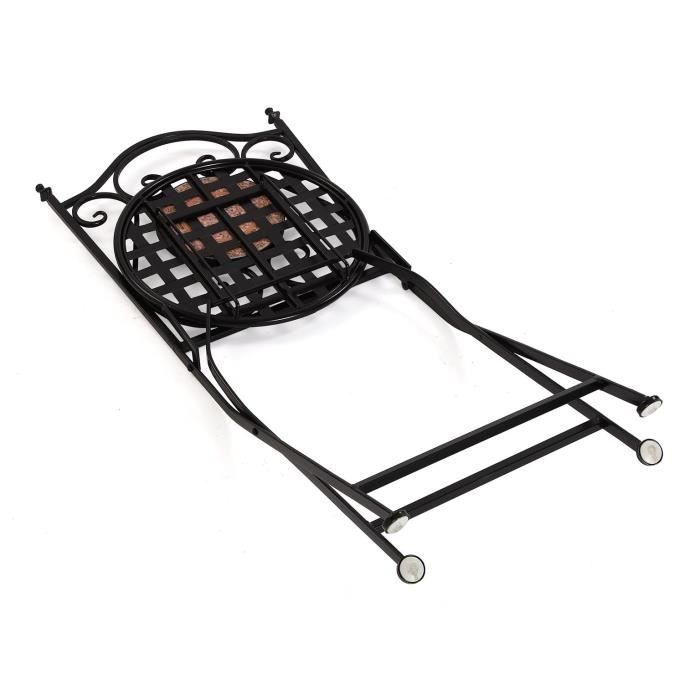 Chaise de jardin Trumpington - VERSA - Mosaïque en Métal - Noir et rouge - 92 x 50 x 39 cm