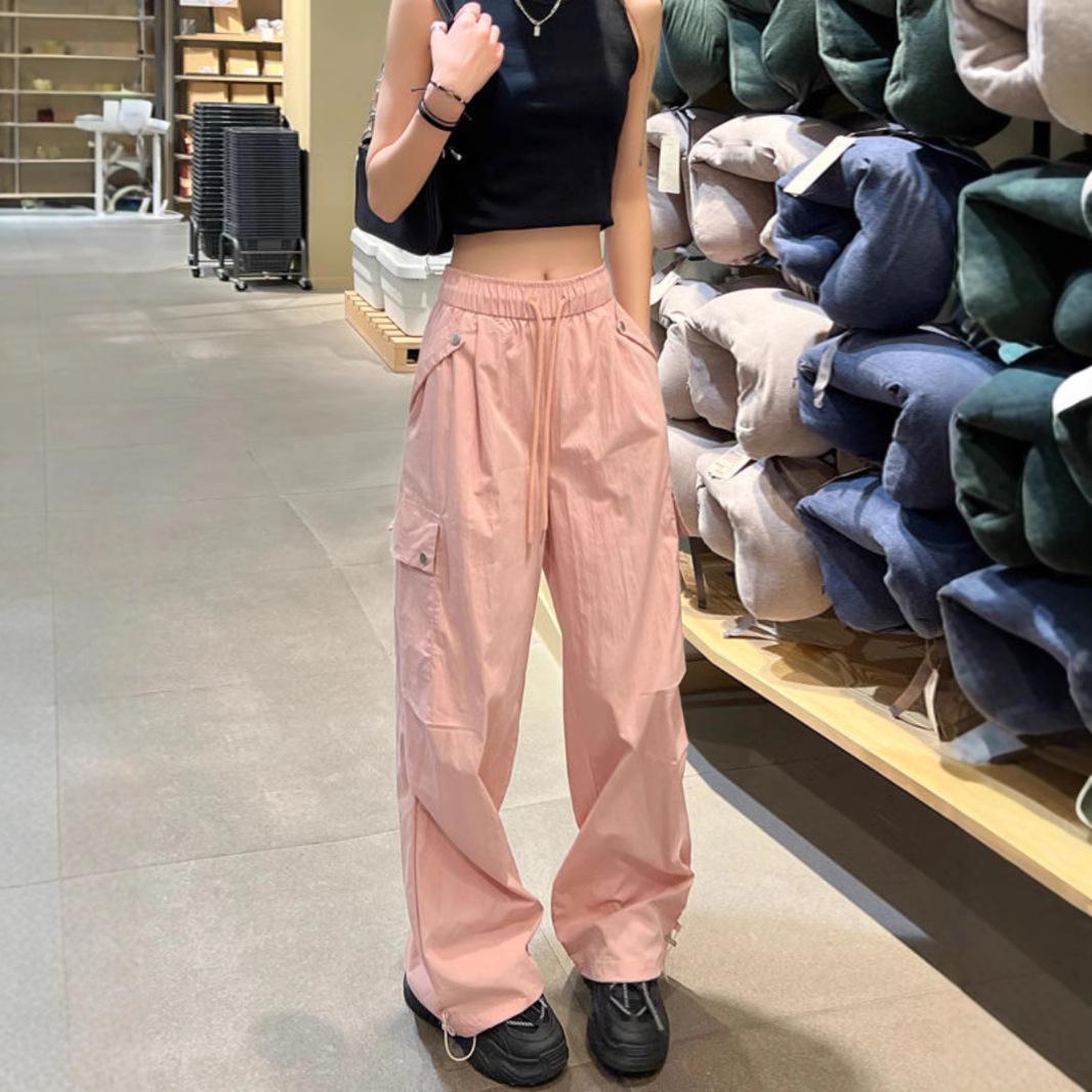

Women s Retro High-Waisted Quick-Dry Cargo Pants - Loose, Casual, Straight-Leg for Spring/Autumn (145 Petite) 2XL (126-145 jin)