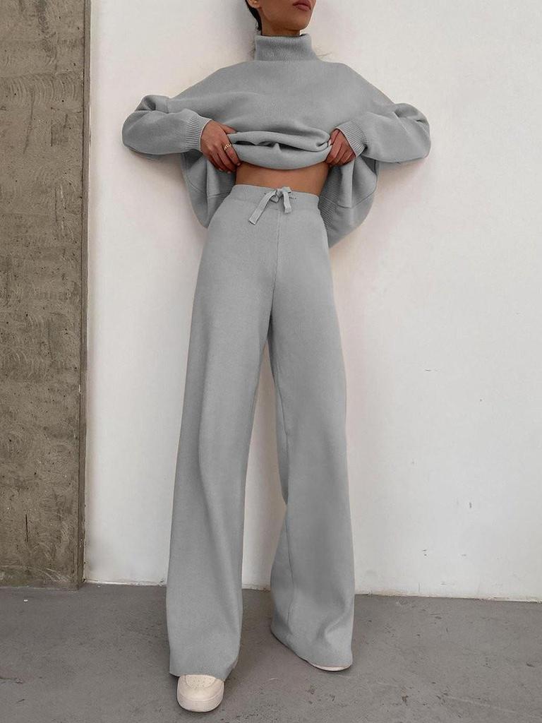 2025 Spring/Summer European & American Women's Knit Lace-Up Fashion Casual Two-Piece Suit