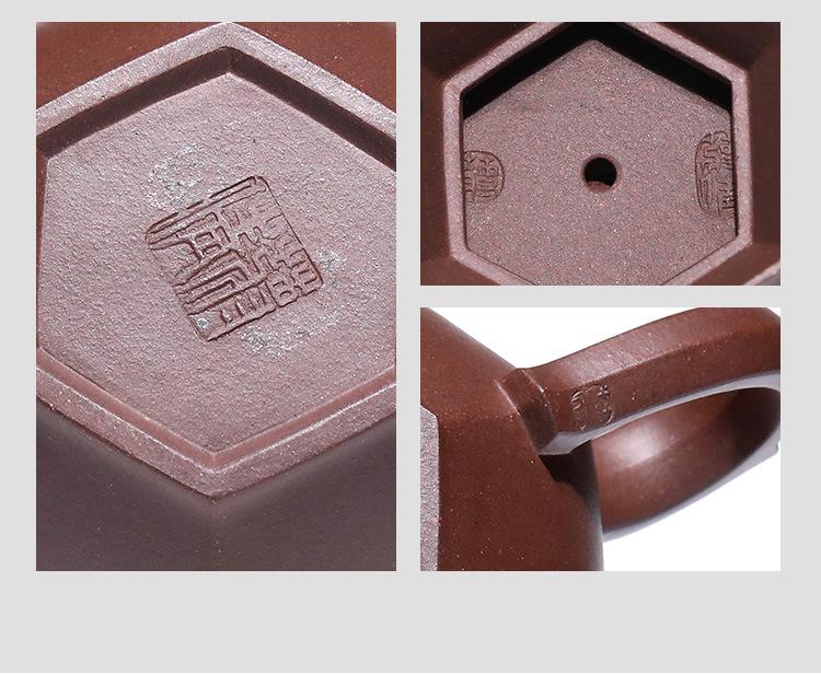 Handmade Yixing Zisha Six-Sided Teapot Set for Brewing Tea
